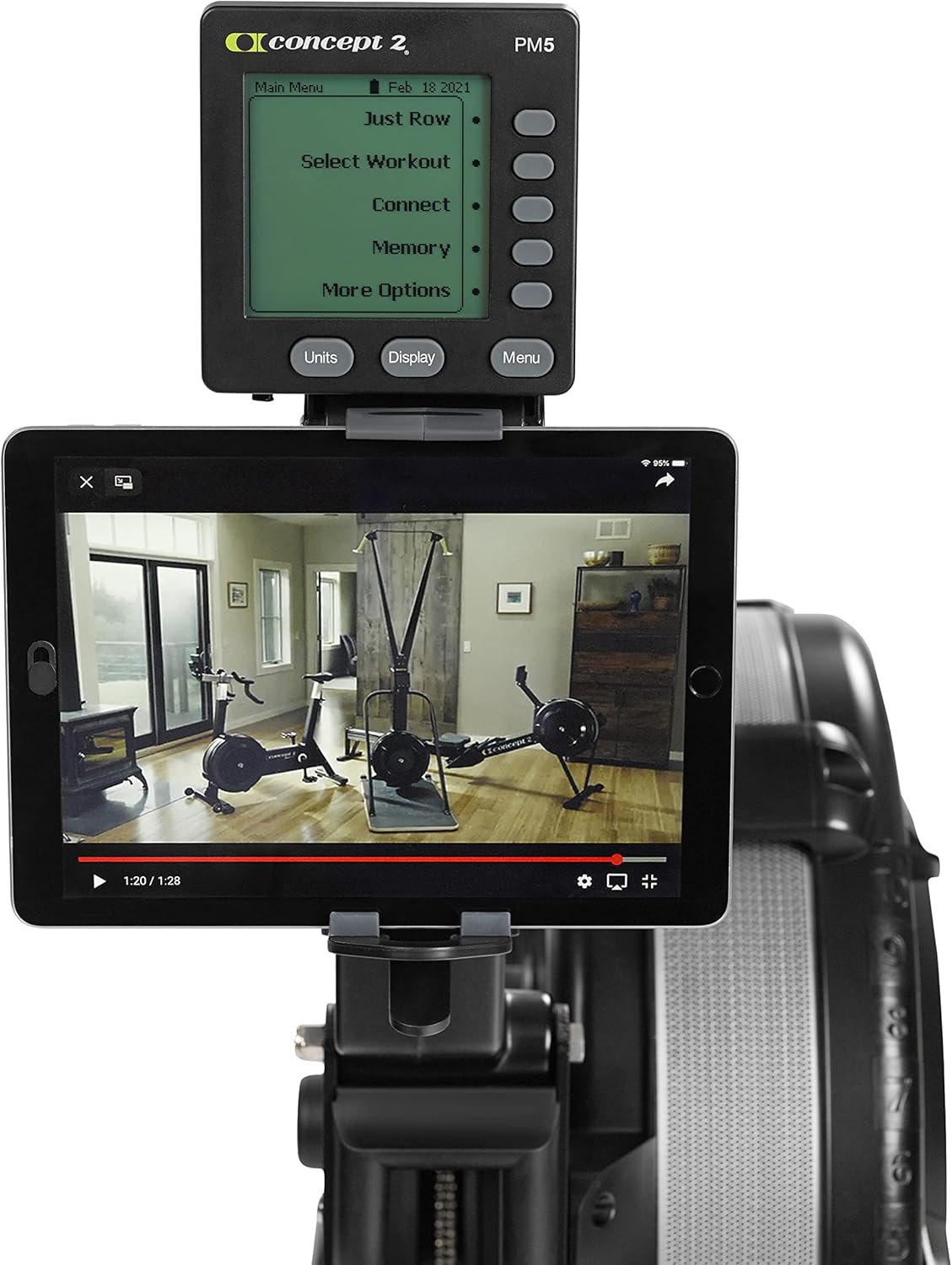 Concept2 Rudergerät Model D – Luftwiderstand, PM5 Performance Monitor (LCD), 227 kg Max. Belastung, Stabiler Edelstahlrahmen – Ganzkörper-Workout für Zuhause (Schwarz)